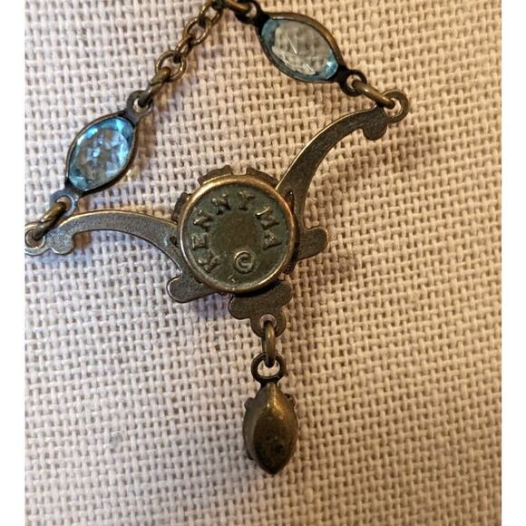 KENNY MA San Francisco Blue Floral Swarovski Crystal Necklace 15.5 To 16.5” - Picture 3 of 9